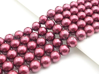 Natural Mother of Pearl Maroon Round Smooth beads, 8mm/10mm/12mm Maroon MOP - Image 1 of 4