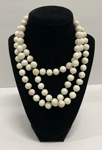 Antique Angel Skin Coral Beaded Necklace 12mm Beads (100 Beads) 26" 216 Grams - Picture 1 of 15