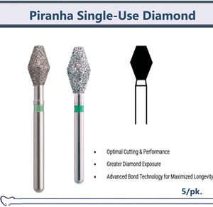 Dental Diamond Bur Barrel, Piranha Single-Use Diamond Burs Coarse, X-Coarse 5Pk - Picture 1 of 3