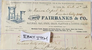 1886 ST. LOUIS MO. Billhead FAIRBANKS & CO. WESTERN SCALE WAREHOUSE - Picture 1 of 1