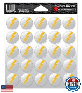 Award Decals Lightning Bolt (Yellow Gold on Clear) Sticker Set (100 Decals 1" - Picture 1 of 1