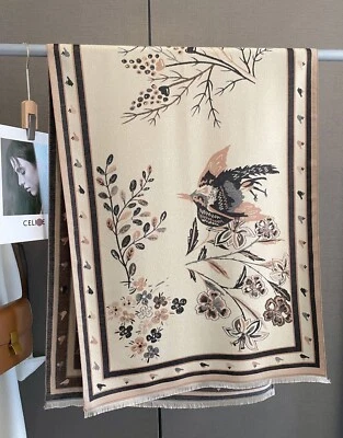 复古花朵大号长围巾女式仿羊绒披肩 185x65 厘米 — 第 1/4 张图片