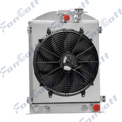 Fits 1932 Ford Model A Base Grill Shells Chevy 4ROW Aluminum Radiator+Shroud Fan Foto 1 de 4
