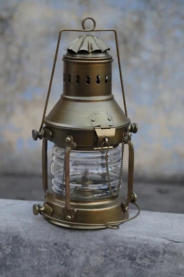 Brass Antique Anchor Oil Lamp Nautical Maritime Ship Boat Light Lantern Décor - Image 1 of 4