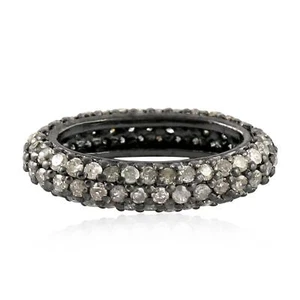 0.89ct Diamond Black Rhodium Circle Spacer Finding 925 Sterling Silver - Picture 1 of 5
