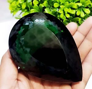 Weekend Sale 1185 Ct EGL Pear Shape Lab-Created Green Moldavite Big Gemstone FSI