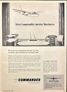 Aero Commander Means Business Vintage Print Ad 1958 - Picture 1 of 6