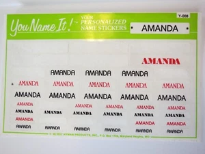 Vintage Name Stickers You Name It! Personalized AMANDA by Hyman Products - Picture 1 of 6