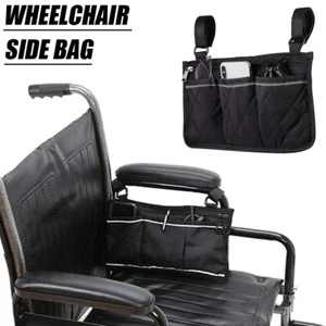 Wheelchair Side Bag Hang on Side Armrest Accessories Storage Bag with Pouches - Picture 1 of 12