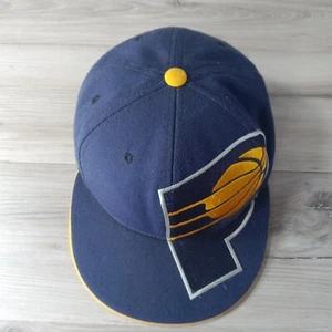 NBA Indiana Pacers Hat Adult OSFM Blue Yellow Big Logo Missing Snapback Teeth - Picture 1 of 12