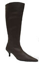 Womens Ladies Fashion Leather Look High Heel Zipped Biker Casual Calf Knee Boots