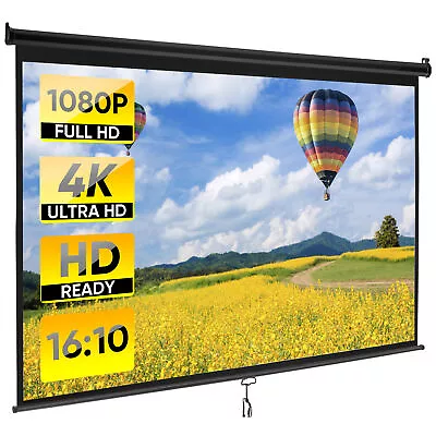 100 inch Projection Screen 4:3 Foldable Portable Projector Movies Screen Black - Image 1 of 4