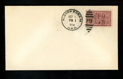 US Postal History HPO Trip 1 10/1/1954 Algona IA & Des Moines IA Rt. 141A - Image 1 of 2