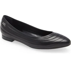 NUEVO AGL Mujer Miledy Cuero Acolchado Ballet Plano EUR 38/US 8 Negro $398 Attilio - Imagen 1 de 15