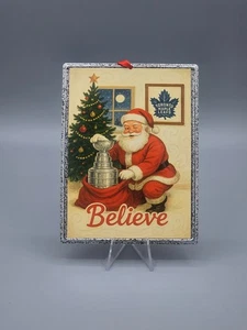 SANTA CLAUS BELIEVE TORONTO MAPLE LEAFS STANLEY CUP RETRO CHRISMAS DECOR SIGN - Picture 1 of 2