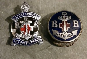 The Boys Brigade 1953 Coronation & c1920's/30's Enamel Lapel Badges x 2 - Picture 1 of 5