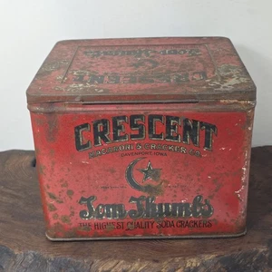 Vintage Crescent Macaroni & Cracker Co Tom Thumb’s Tin Box Davenport Iowa - Picture 1 of 16