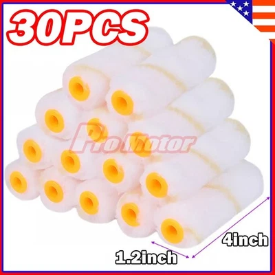30 Rolls 4" inch Mini Paint Roller Covers Refill Soft Woven Gold Stripe 1/2" Nap - Image 1 of 3