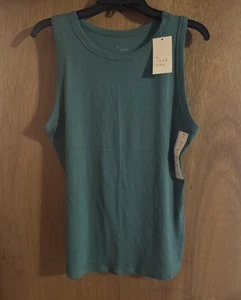 A New Day Tank Top Sleeveless Ribbed Knit Casual Everyday Top XXL Sea Green - Picture 1 of 6