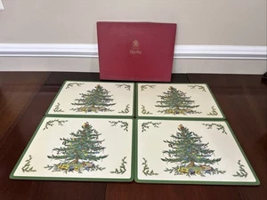 Spode Christmas Tree Pimpernel Hard Cork Back Placemats 15 3/4 x 11 3/4 Set Of 4 - Picture 1 of 9