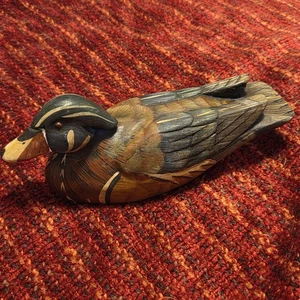 Vintage Holz Ente Köder Briefbeschwerer Schnitzerei bemalt 9 Zoll - Bild 1 von 12