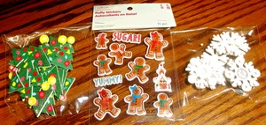 Lot (3) CHRISTMAS Scrapbooking Craft Stickers~Gingerbreads~Trees~Snowflakes 775 - Picture 1 of 2