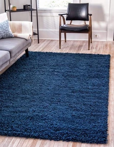 Navy Blue Rectangular Shag Area Rug 4x6 Luxury Soft Carpet for Bedroom - Picture 1 of 9