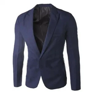 2025 Men Long Sleeve Lapel Suit Fashion Solid Slim One Button Male Business - Picture 1 of 28