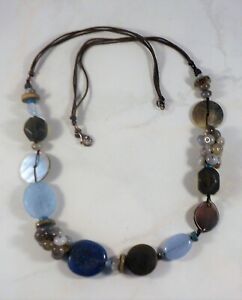 Silpada Necklace With Various Genuine Gemstones on Leather Cords - Blues, Browns