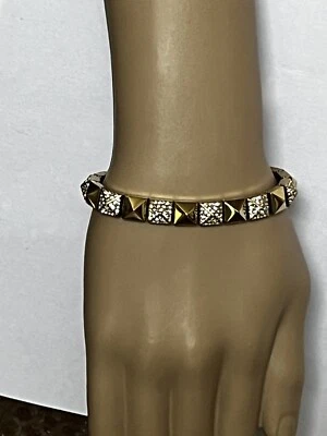 Michael Kors Heritage Pyramid Yellow Gold Tennis Bracelet mkj400710 MSRP $145 - Image 1 of 4