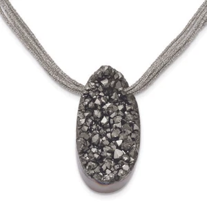 Chisel Stainless Steel Druzy Agate Polyester Cord Necklace 17.5" - Picture 1 of 2