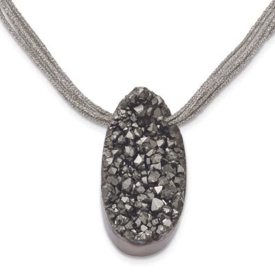 Chisel Stainless Steel Druzy Agate Polyester Cord Necklace 17.5" - Image 1 of 2