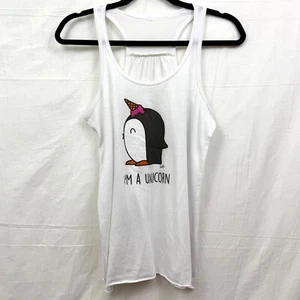 Camiseta sin mangas I'm A Unicorn Penguin with Ice Cream Cone espalda deportiva para mujer XL blanca - Imagen 1 de 4