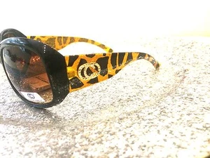 DASOON VISION PRETTY BLACK & YELLOW LEOPARD SUNGLASSES WOMEN UV 400 - Picture 1 of 2