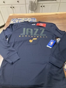 MENS ULTRA GAME Utah Jazz LONG SLEEVE Shirt NAVY M MEDIUM NWT - Picture 1 of 7