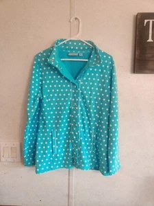 Quacker Factory Blue & White Polka Dot Snap Button Up Jacket light weight small - Picture 1 of 12
