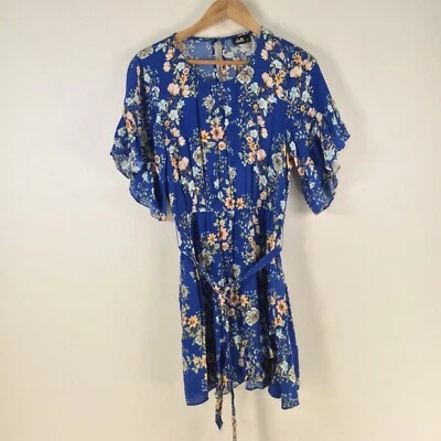 Vestido Dotti Mujer 12 Ajuste Acampanado Azul Floral Manga Corta Cuello Redondo Cinturón 112294 Foto 1 de 4
