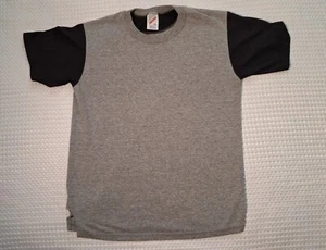Vintage Plain Grey & Black Cotton Blend T-shirt Kids Youth Size L Jerzees USA - Picture 1 of 7