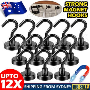 6/12PCS Magnetic Hooks 8kg Strong Magnets Hook for Home Kitchen Travel Cruise AU - Picture 1 of 12