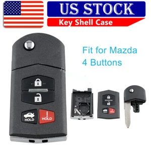 Remote Flip Key Fob Shell Case 4 Buttons for 2010 2011 2012 2013 Mazda Speed 3 - Picture 1 of 9