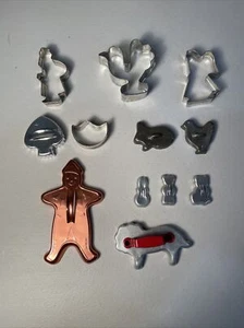 Vintage Aluminum Cookie Cutters Lot of 12 Lion Bird Rabbit Angle & More - Picture 1 of 9