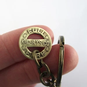 Kansas City Transit Token Key Chain - Repurposed Antique KC Coin Keychain Fob - Picture 1 of 3
