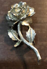 Silver Tone Stem- Vintage Rose Bud & Flower Pins/Brooch