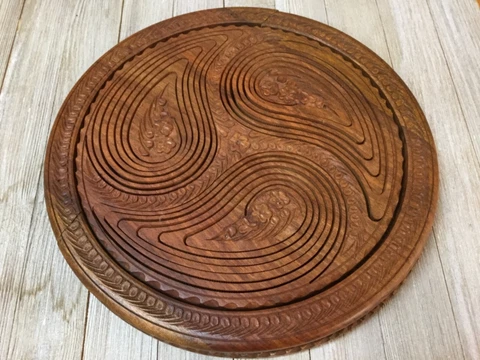 Wing Shape Trivet to Basket Collapsible Hand Carved Wood w/ Handle Cover
