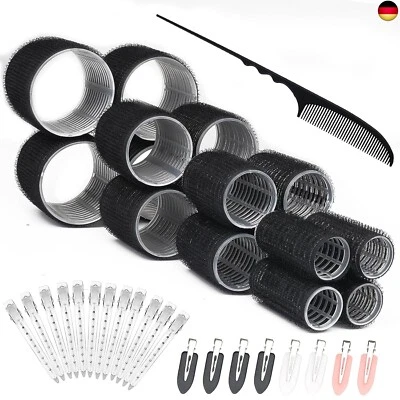 37 Stück Lockenwickler Set, Selbsthaftend Hair Rollers, Schwarze Haarwickler  - Bild 1 von 4