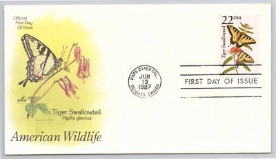 First Day Cover Scott's #2300 Tiger Swallowtail Butterfly 1987 Side View - Image 1 of 2