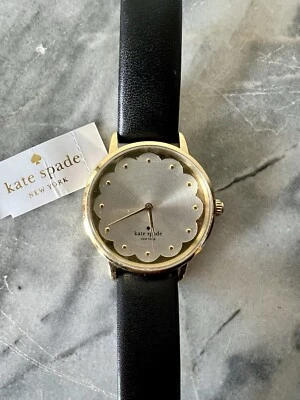 NWT KATE SPADE Black Metro Scallop Three-hand Leather watch KSW1380 - Image 1 of 4