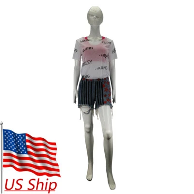 Birds of Prey Cosplay Harley Quinn Full Set Vest Short Pants T-Shirts Costumes - Image 1 of 4