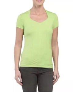 Carmen by Carmen Marc Valvo V-Neck Top Size Small Green Cap Sleeve Jersey RP $38 - Picture 1 of 1