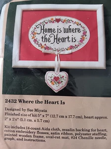 New The Creative Circle Where The Heart Is 5x7" Cross Stitch kit + frame    /XX1 - Picture 1 of 3